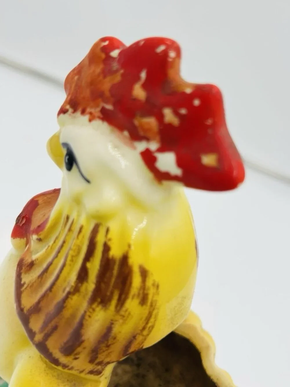 Vintage Ceramic Rooster Hen Planter Multicolor Farmhouse Country Pottery USA